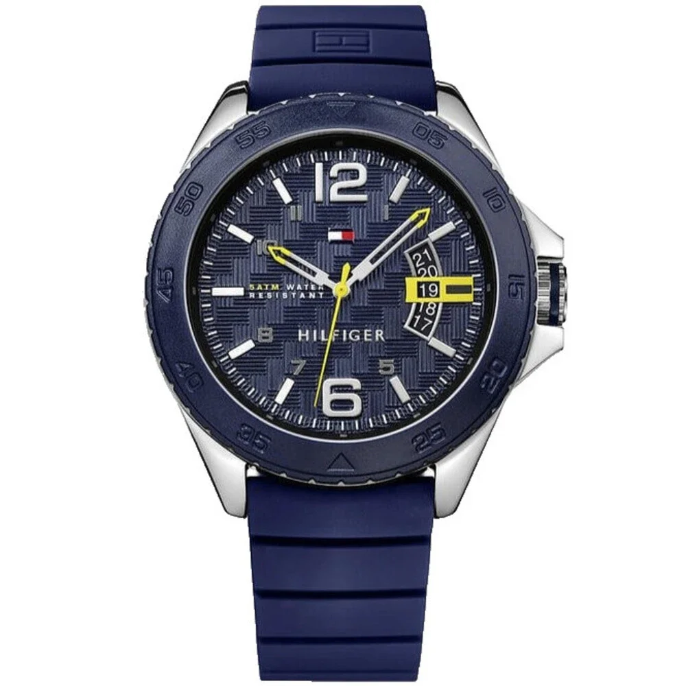 TOMMY HILFIGER 1791204 BLUE DIAL & SILICONE STRAP QUARTZ 46MM MENS WATCH